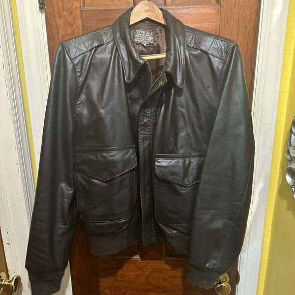Vintage San Diego Leather Aviator Leather Jacket Size 46 - Picture 1 of 3